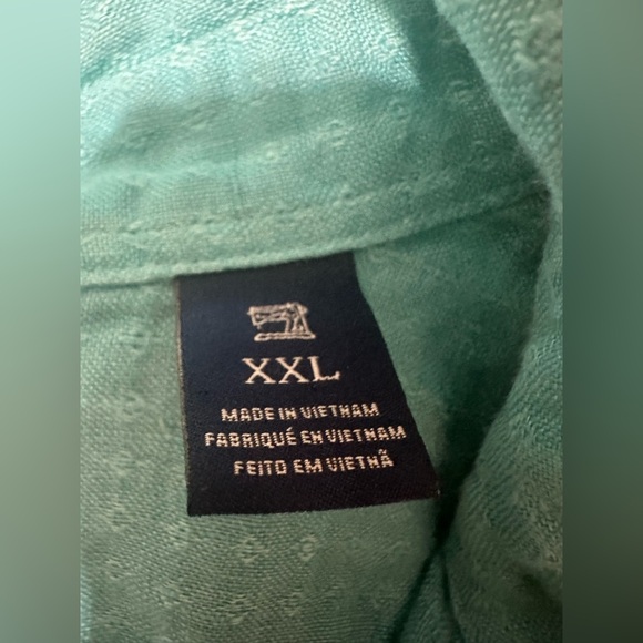 Scotch & Soda Men’s Linen Shirt L Blue/Green Button-Up Short Sleeve Toxic Fever - Picture 4 of 10